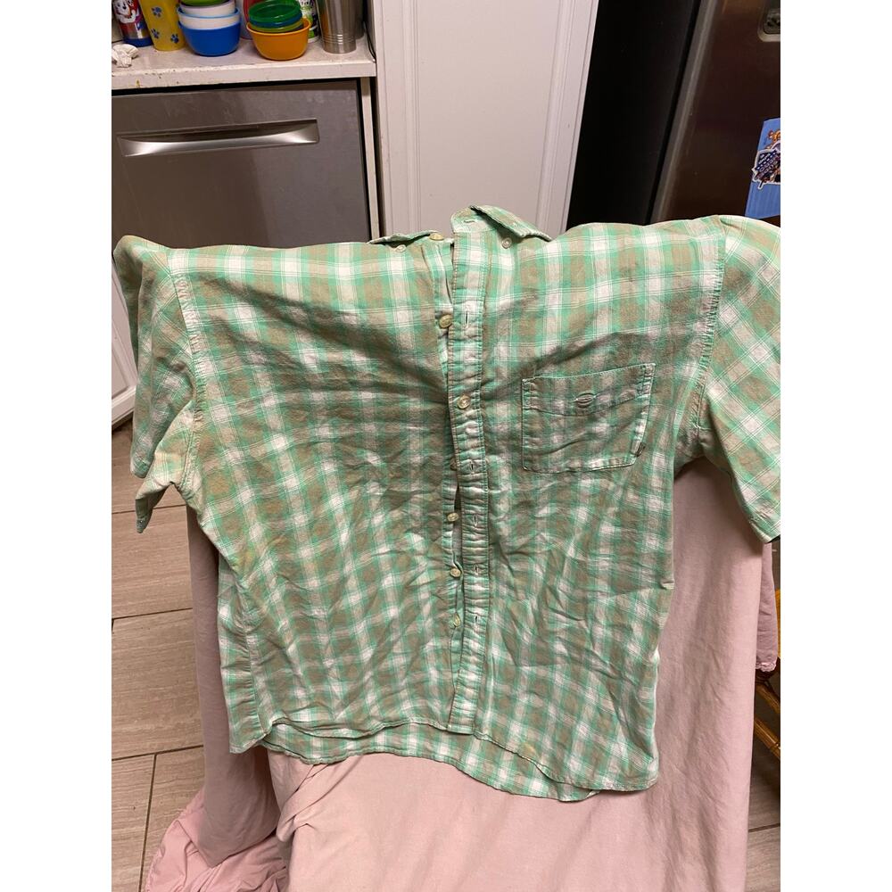 Nike 6.0 Shirt Mens Green Plaid Short Sleeve Button Front Skater Outdoor Size S